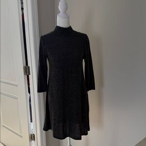 Casual Dark Grey Turtleneck Dress